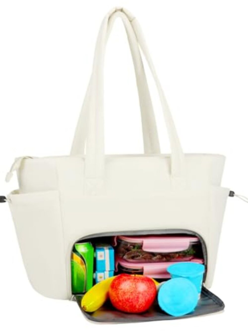 Quilted Puffer Laptop Tote Bag with Insulated Lunch Compartment 15.6 Inch